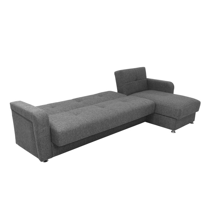 Ottomanson Harmony Collection Upholstered Convertible Sectional with Storage