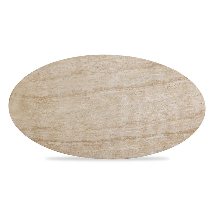Sonia 51" Faux Travertine Indoor/Outdoor Concrete Coffee Table