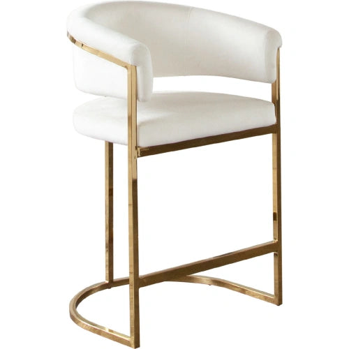 Solstice Counter Height Chair in Cream Velvet w/ Polished Gold Metal Frame