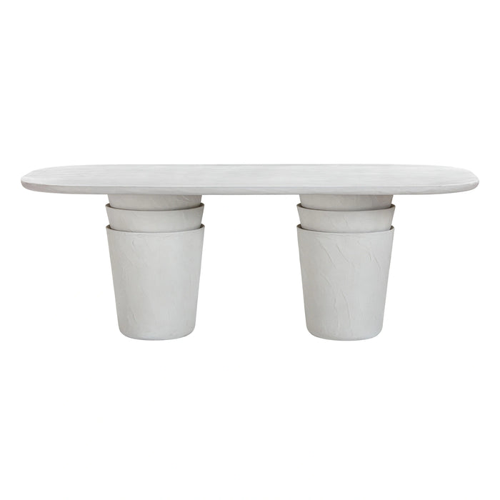Margot 83" Light Grey Faux Plaster Indoor/Outdoor Concrete Oval Dining Table