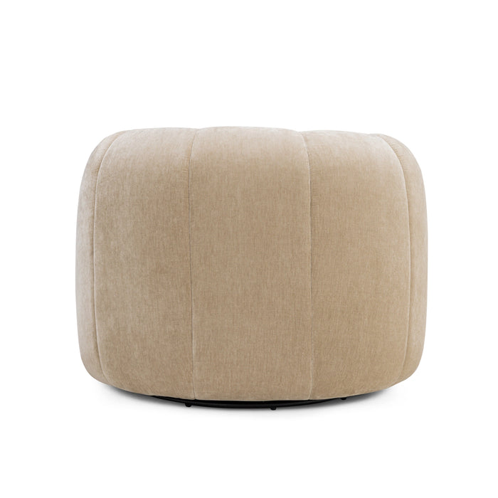 Jasmine Upcycled Contract-Grade Basketweave Fabric Swivel Accent Chair