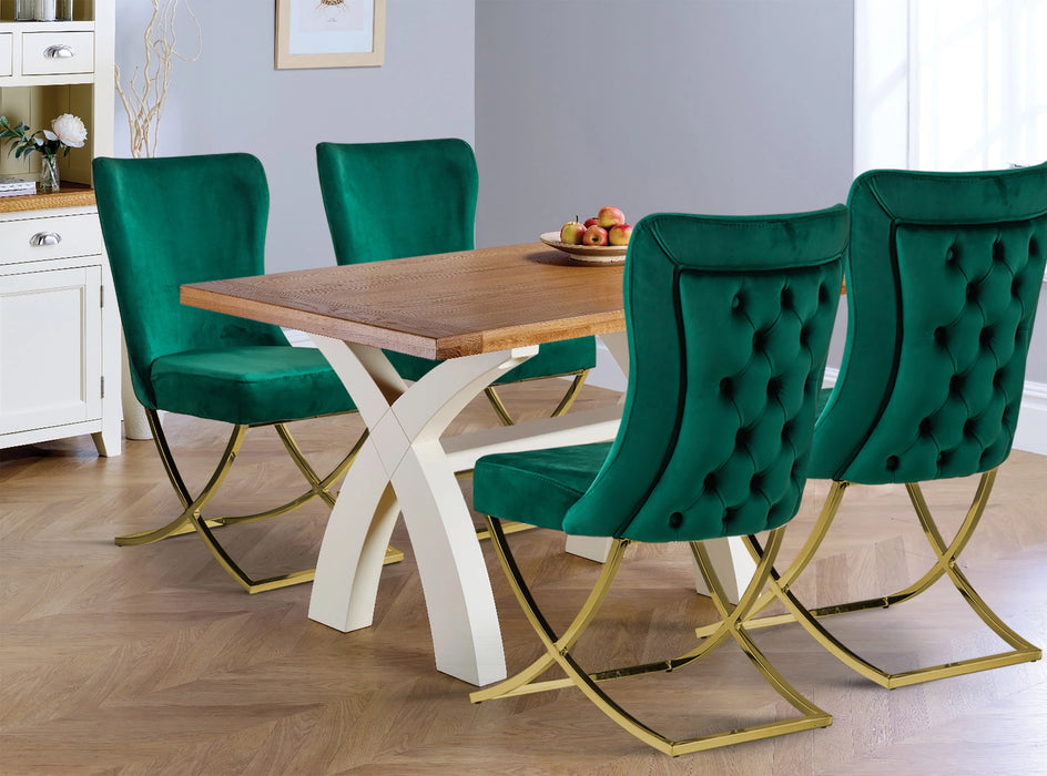 Ottomanson Royal Collection Upholstered Gold Legged Dining Chair, Set of 2
