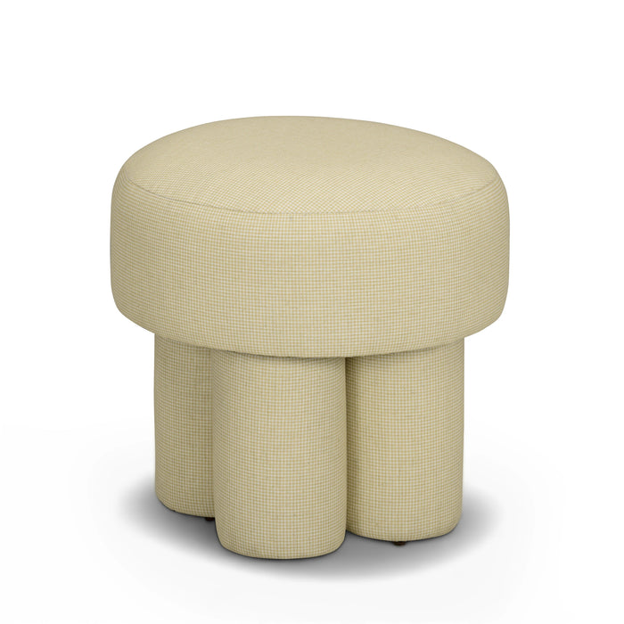 Masha Yellow Homespun Plaid Performance Linen Accent Stool