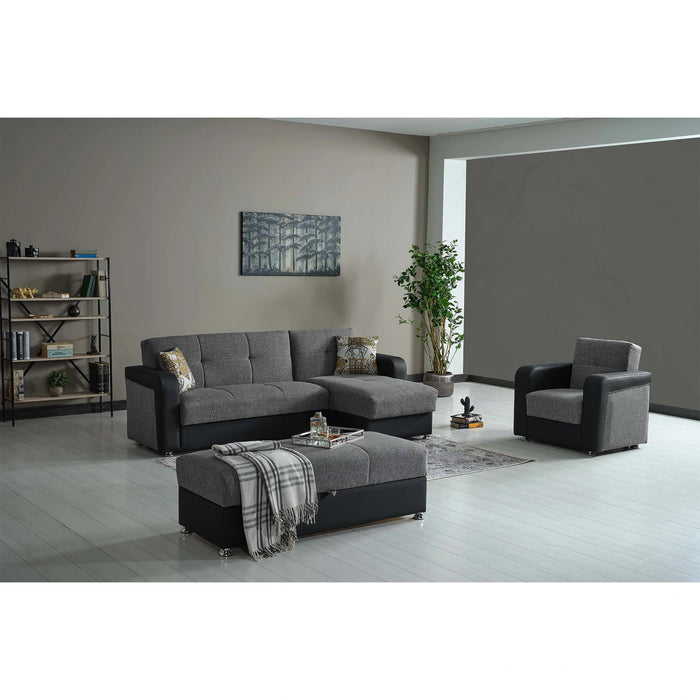 Ottomanson Harmony Collection Upholstered Convertible Chaise Lounge with Storage