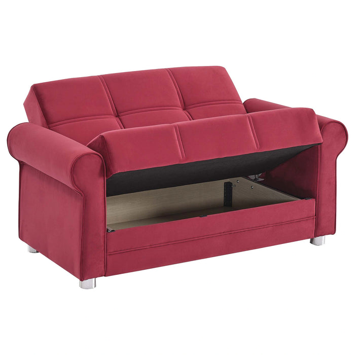Ottomanson Sara Collection Upholstered Convertible Loveseat with Storage