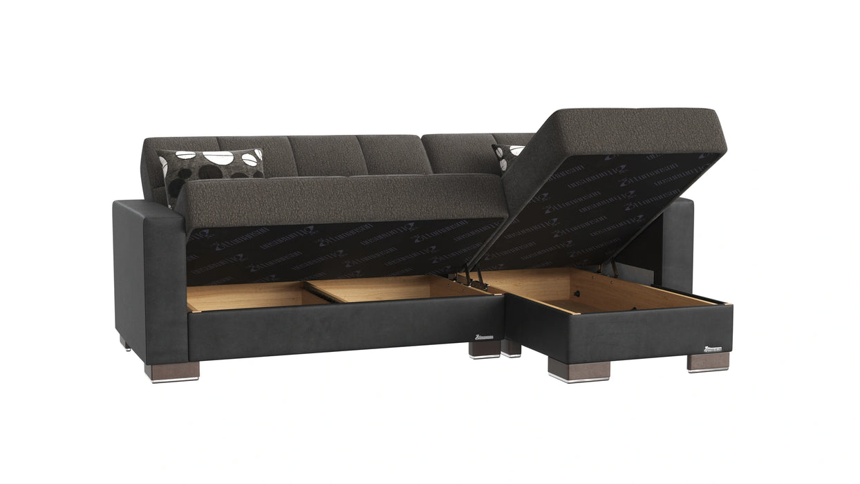 Ottomanson Armada Collection Upholstered Convertible Chaise Lounge with Storage