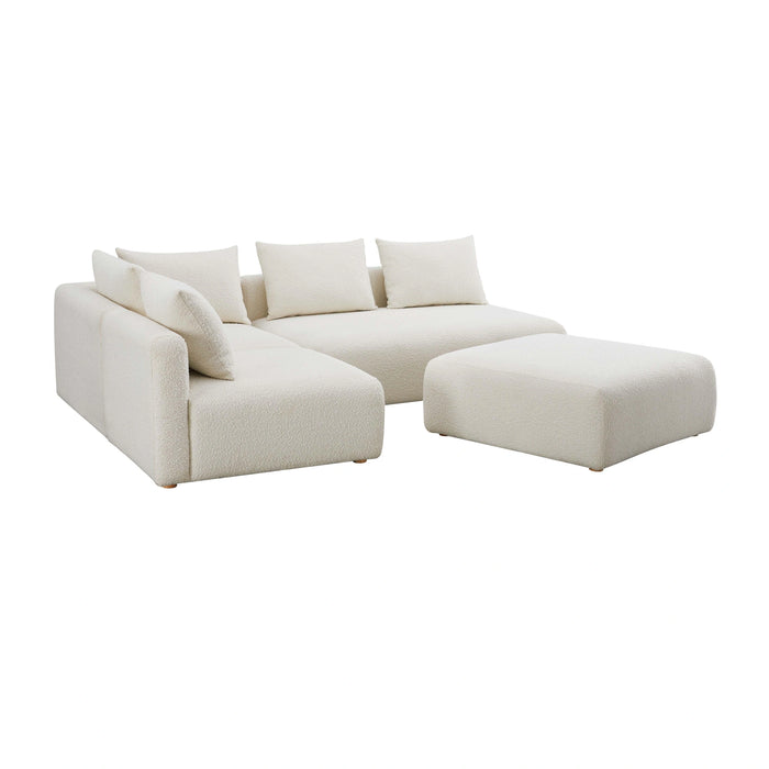 Hangover 4-Piece Cream Performance Boucle Modular Chaise Sectional