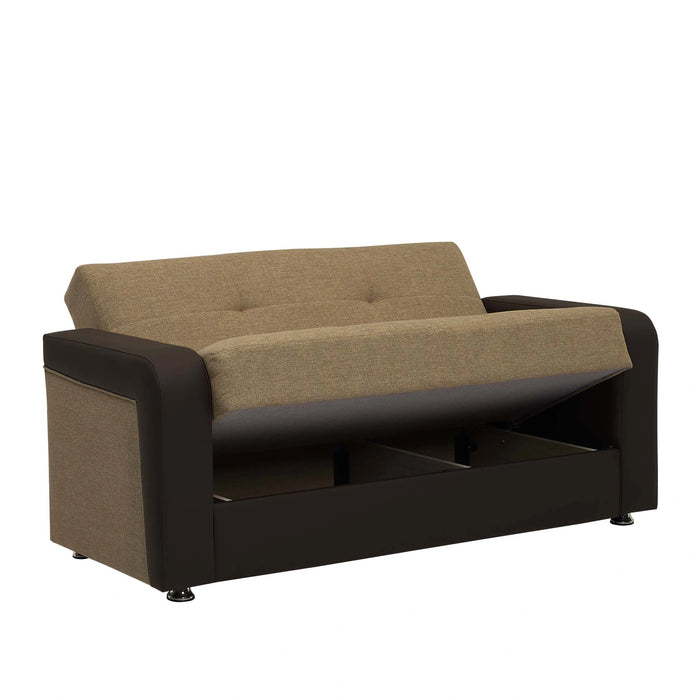Ottomanson Harmony Collection Upholstered Convertible Loveseat with Storage