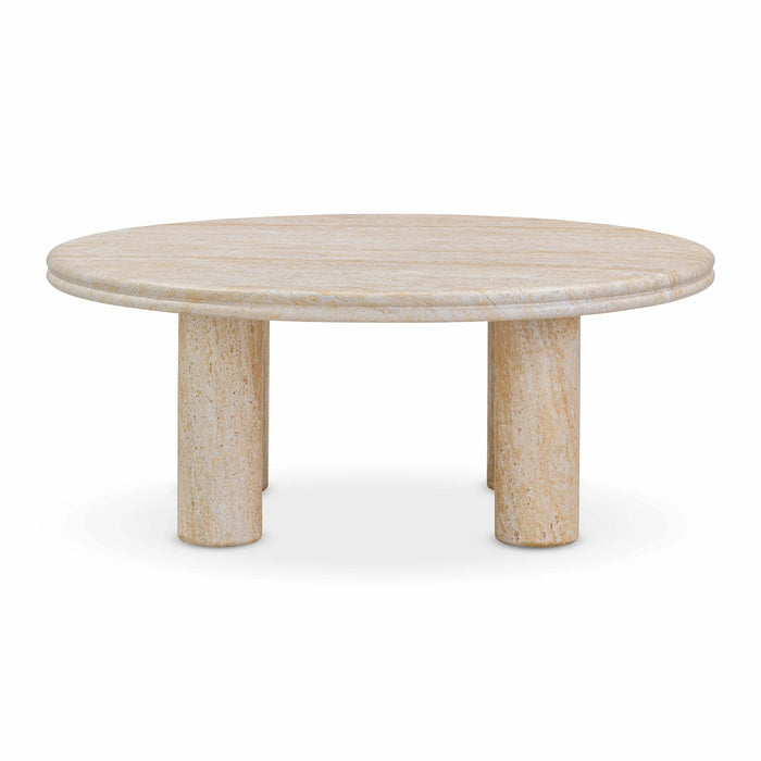 Amora Faux Travertine Indoor/Outdoor Round Accent Table (26"-32")