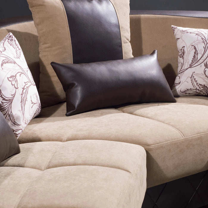 Ottomanson Molina Collection Upholstered Convertible Sectional with Storag