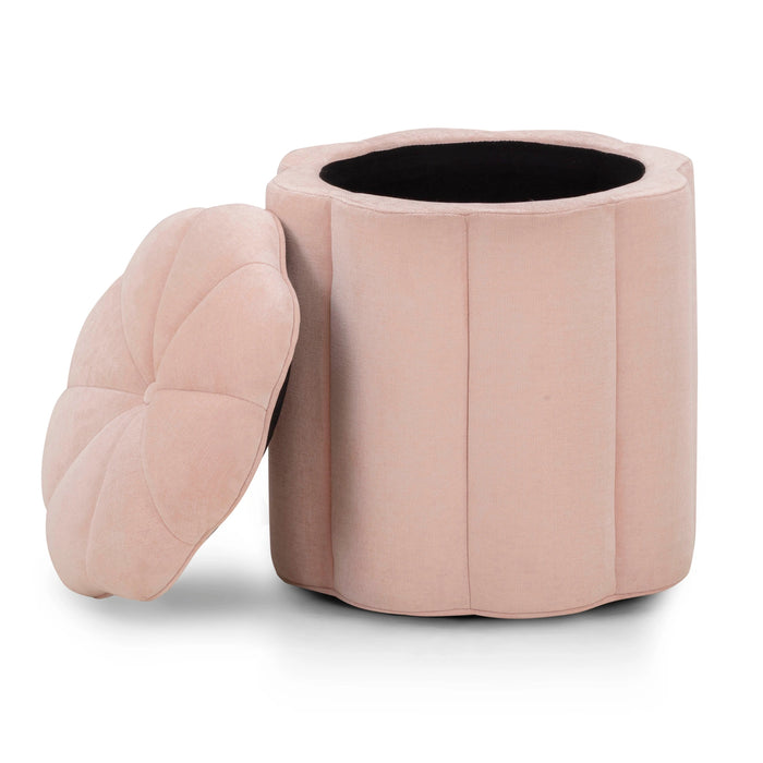 Fleur Textured Performance Velvet Storage Ottoman