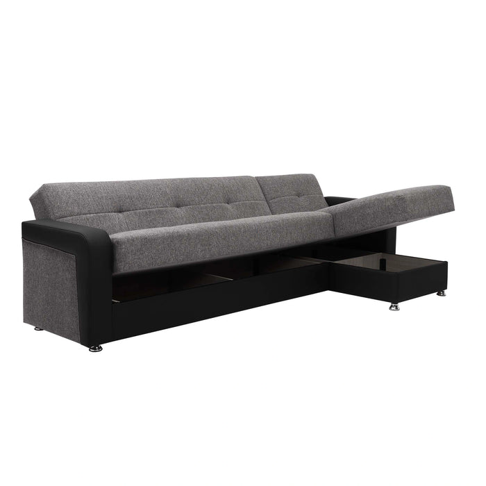 Ottomanson Harmony Collection Upholstered Convertible Sectional with Storage