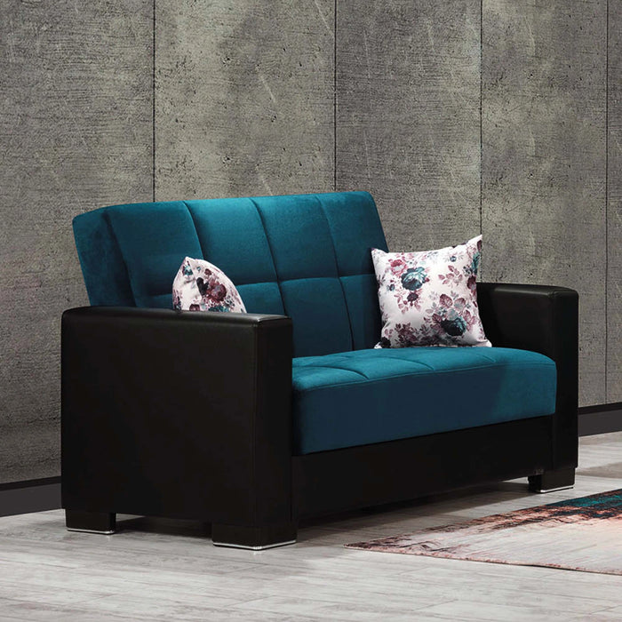 Ottomanson Armada Collection Upholstered Convertible Loveseat with Storage