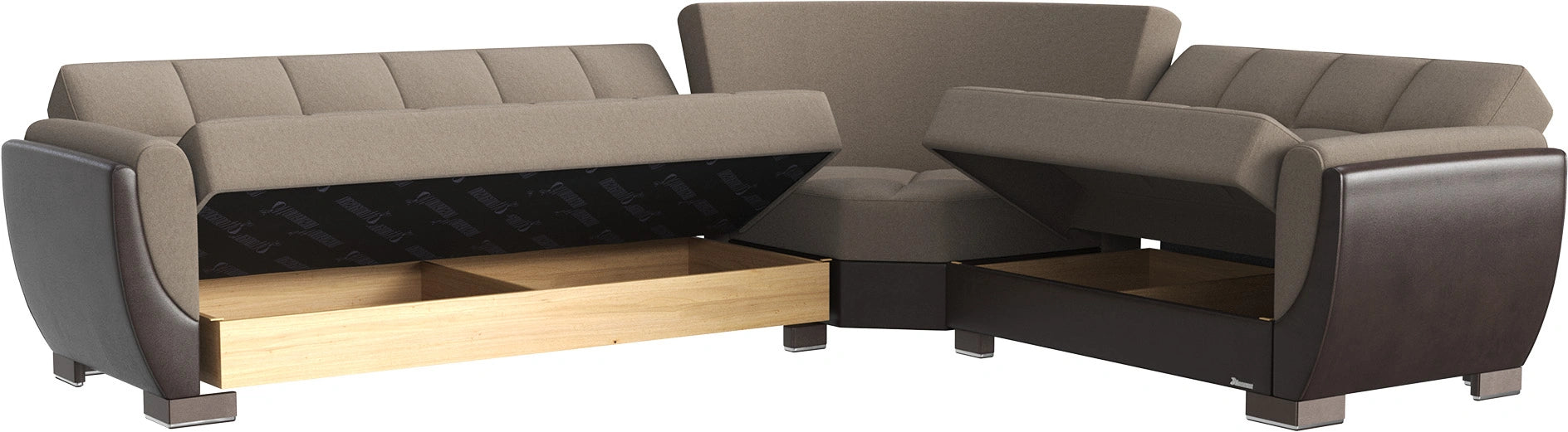 Ottomanson Armada Air Collection Upholstered Convertible Sectional with Storage