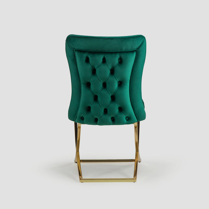 Ottomanson Royal Collection Upholstered Gold Legged Dining Chair, Set of 2