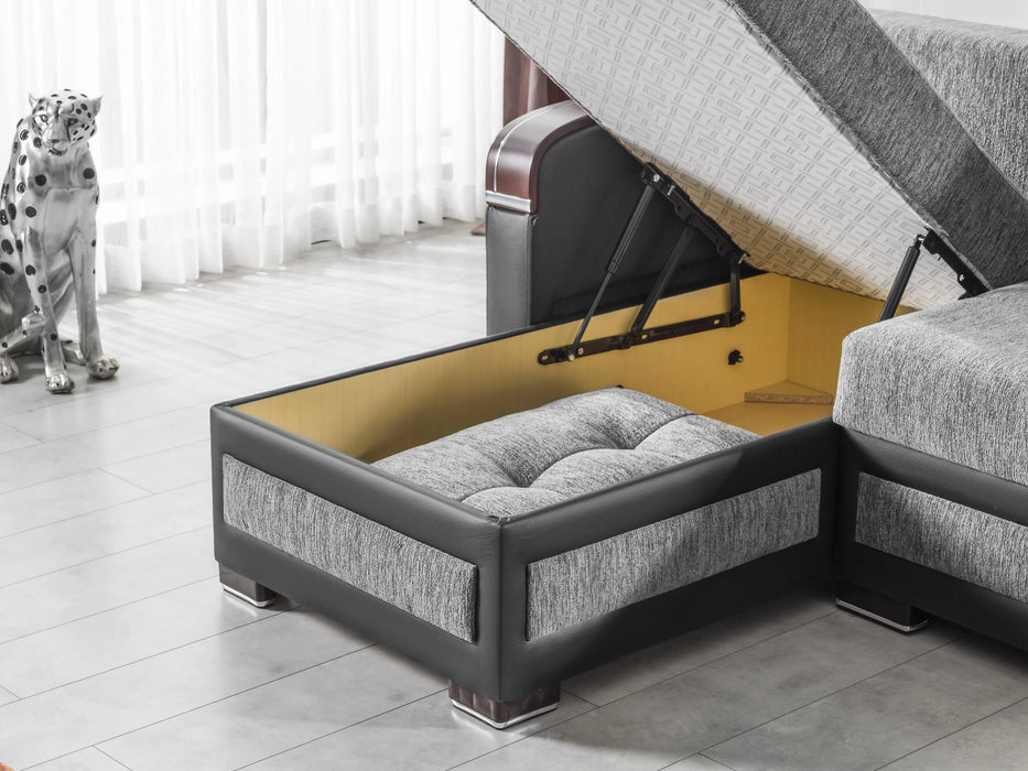 Ottomanson Maya Collection Upholstered Convertible Sectional with Storage