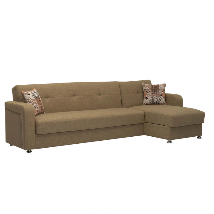 Ottomanson Harmony Collection Upholstered Convertible Sectional with Storage