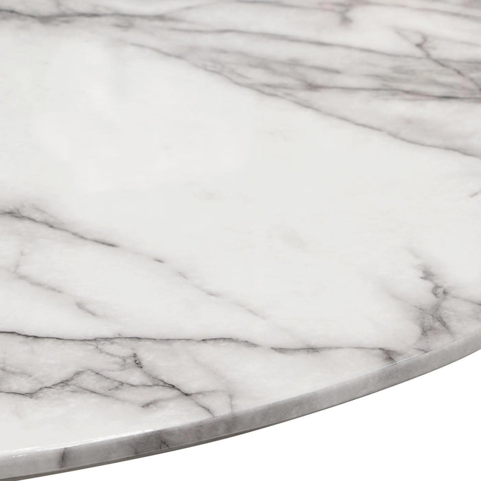 Stella 36" Round Bar Height Table w/ Faux Marble Top and Brushed Silver Metal Base by Diamond Sofa