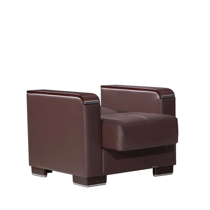 Ottomanson Armada X Collection Upholstered Convertible Wood Trimmed Armchair with Storage