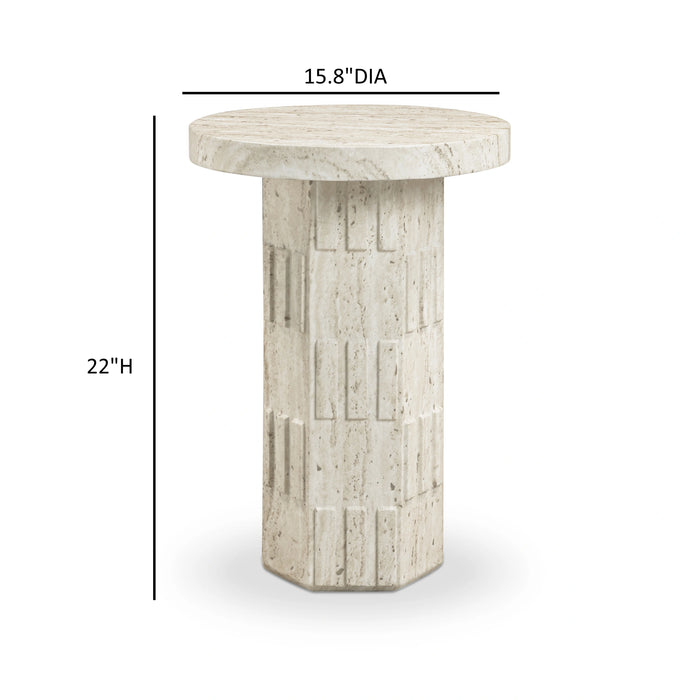 Asta Faux Travertine Indoor/Outdoor Concrete Side Table