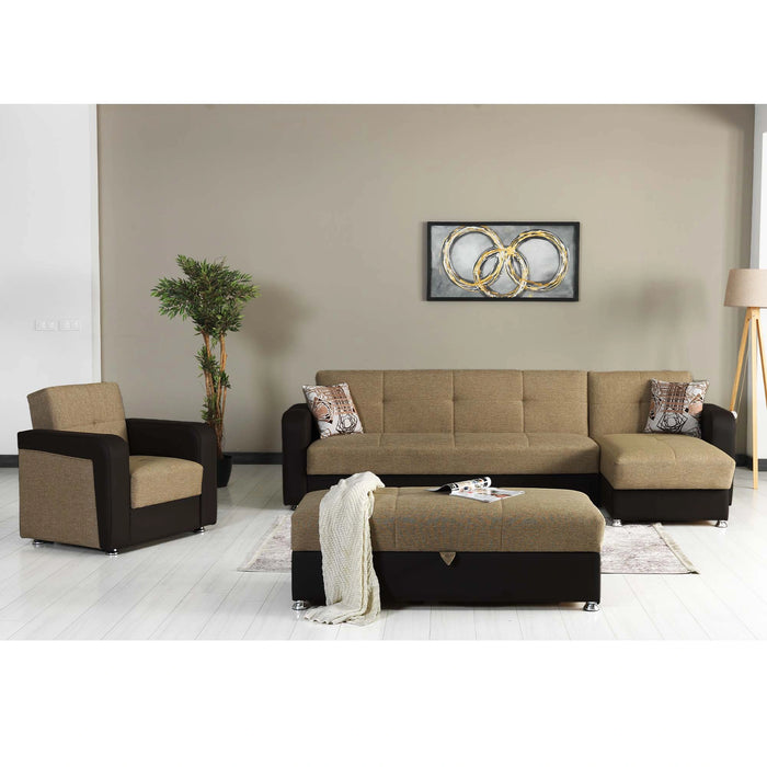 Ottomanson Harmony Collection Upholstered Convertible Armchair with Storage