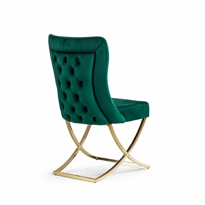 Ottomanson Royal Collection Upholstered Gold Legged Dining Chair, Set of 2