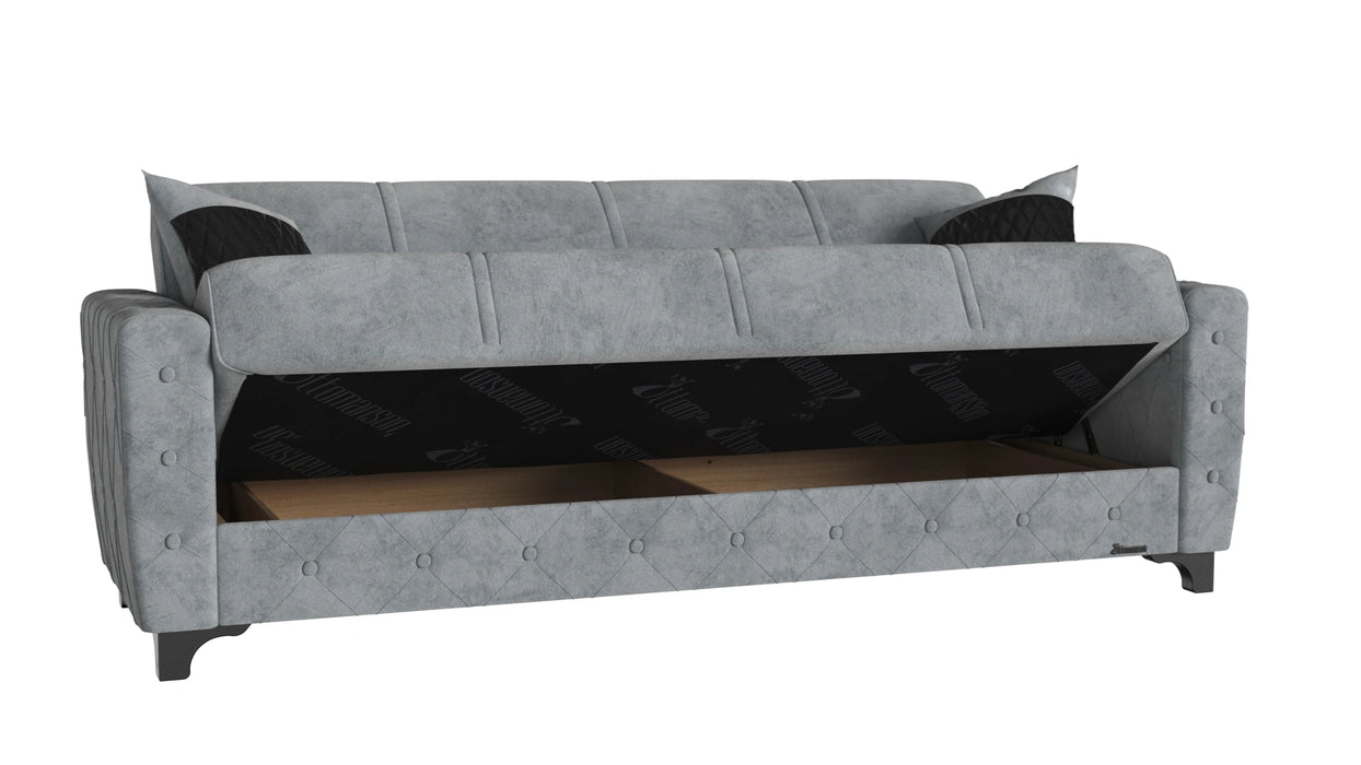 Ottomanson Sultan Collection Upholstered Convertible Sofabed with Storage, Grey