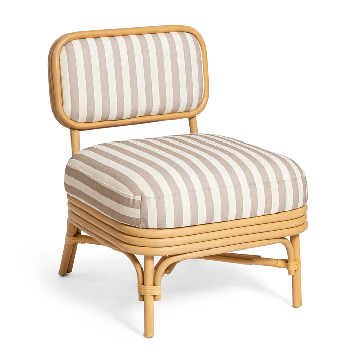 Dorine Striped Performance Linen &amp; Rattan Accent Chair