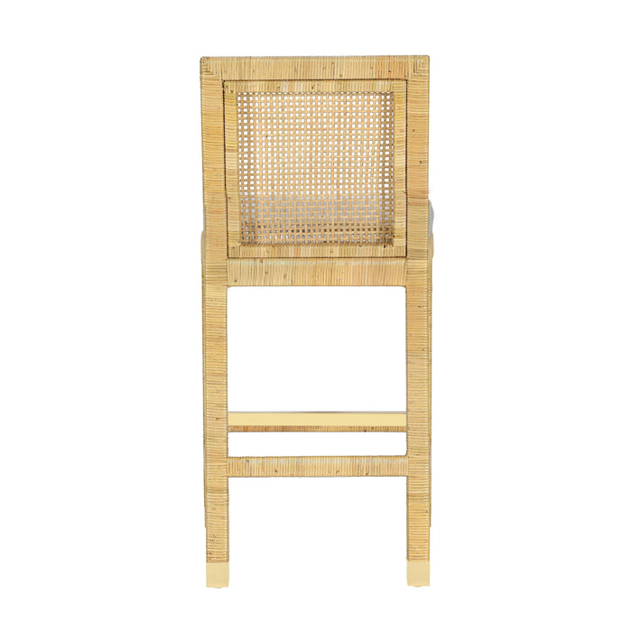 Amara Rattan &amp; Cream Contract-Grade Linen Stool
