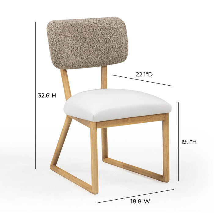 Bobbie Cream Performance Vegan Leather and Grey Vegan Shearling Dining Chair