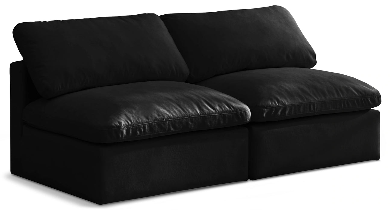 Plush Black Velvet Standard Cloud Modular Sofa