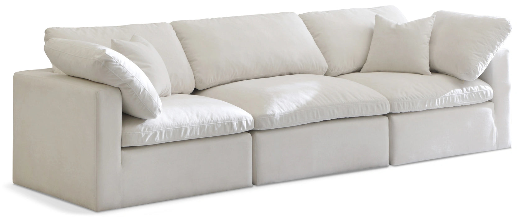 Plush Cream Velvet Standard Cloud Modular Sofa