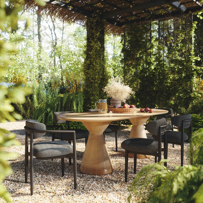Annika Textured Contract-Grade Fabric Outdoor Dining Side Chair