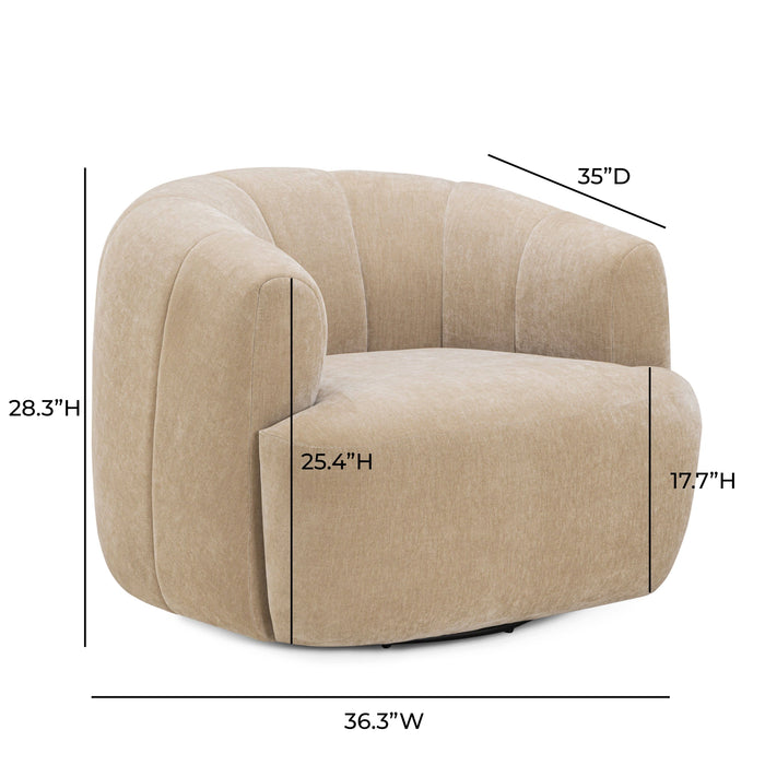 Jasmine Upcycled Contract-Grade Basketweave Fabric Swivel Accent Chair