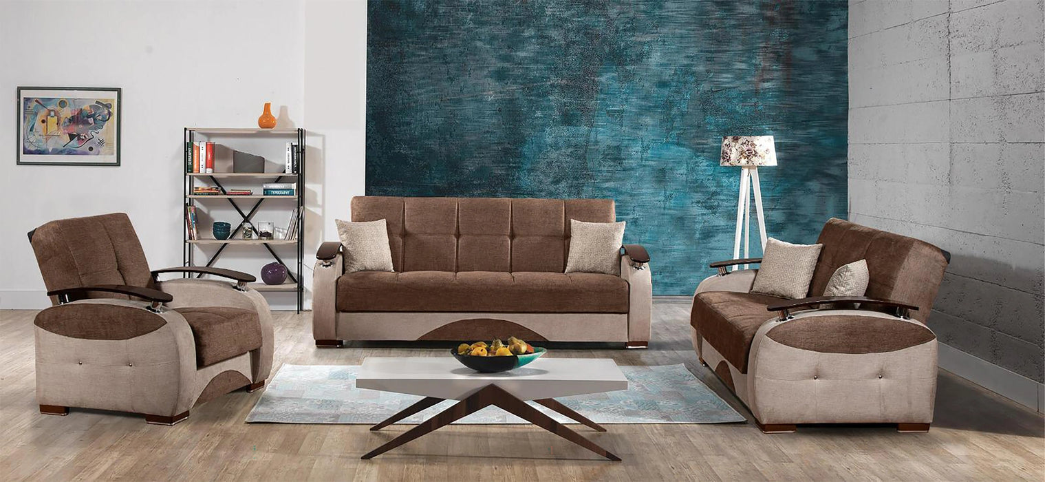 Ottomanson Yafah Collection Upholstered Convertible Sofabed with Storage