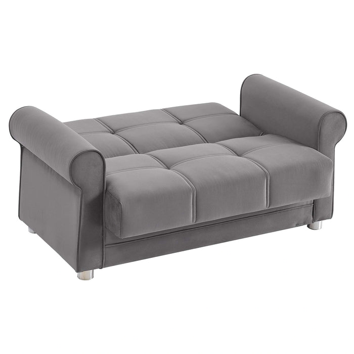 Ottomanson Sara Collection Upholstered Convertible Loveseat with Storage