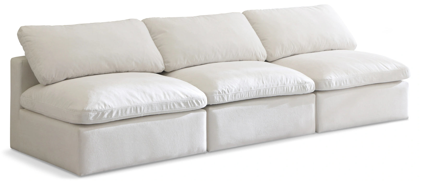 Plush Cream Velvet Standard Cloud Modular Sofa