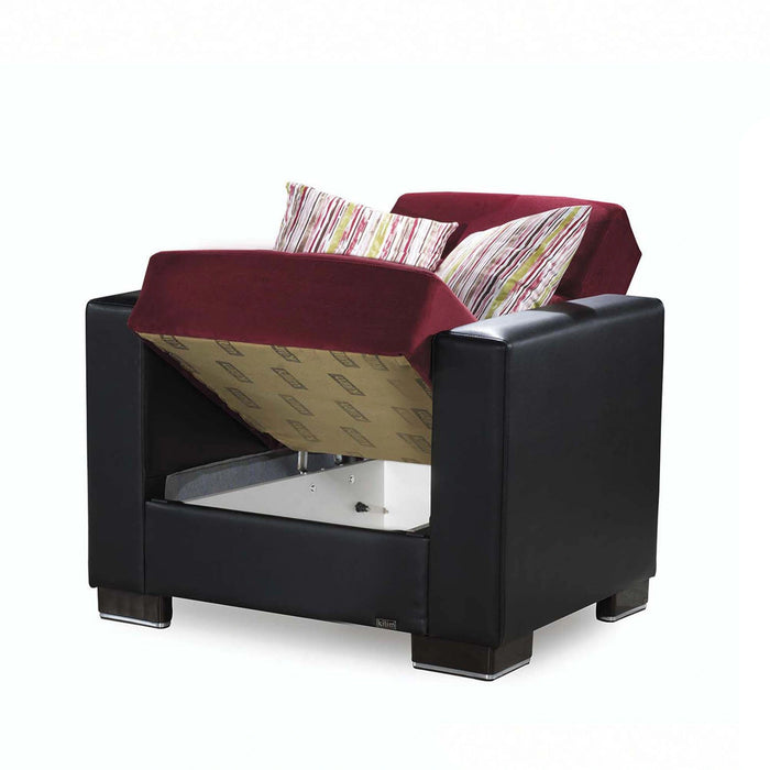Ottomanson Armada Collection Upholstered Convertible Armchair with Storage