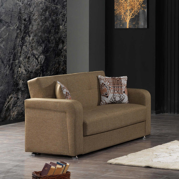 Ottomanson Harmony Collection Upholstered Convertible Loveseat with Storage