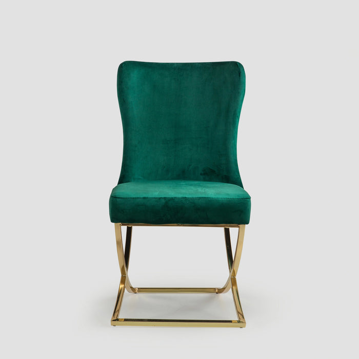 Ottomanson Royal Collection Upholstered Gold Legged Dining Chair, Set of 2