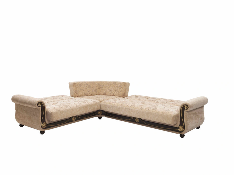 Ottomanson Americana Collection Upholstered Convertible Sectional with Storage