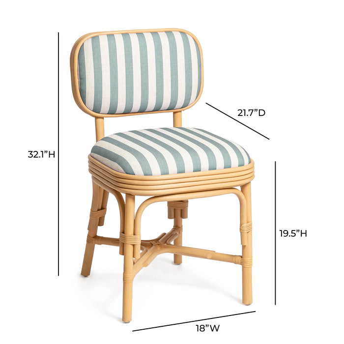 Dorine Striped Performance Linen &amp; Rattan Dining Chair