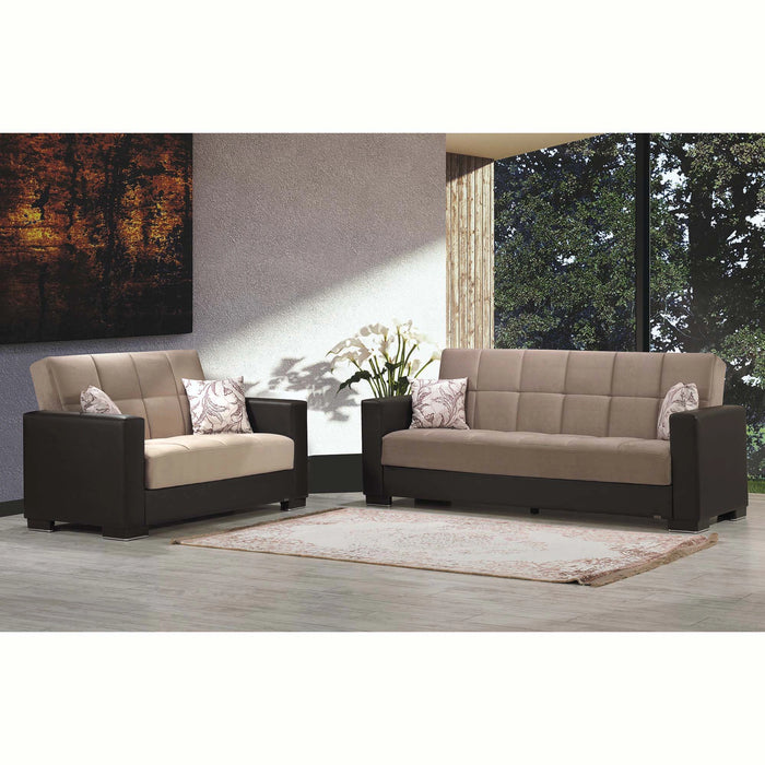 Ottomanson Armada Collection Upholstered Convertible Loveseat with Storage