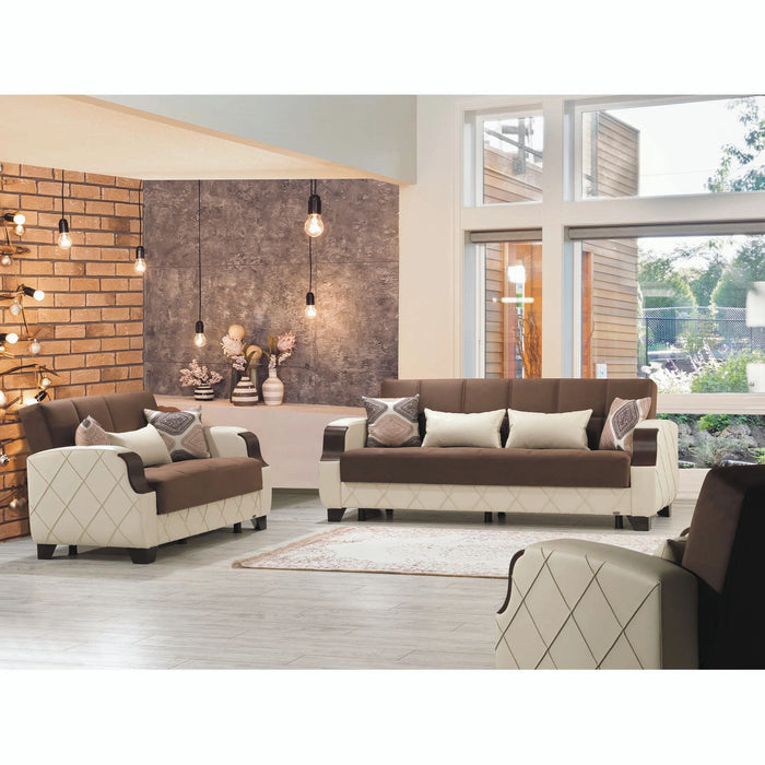 Ottomanson Molina Collection Upholstered Convertible Loveseat with Storage