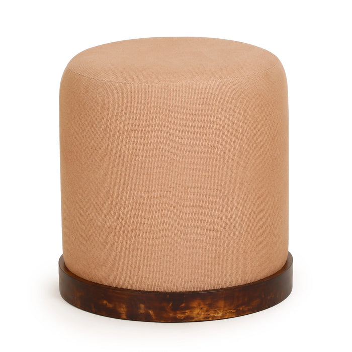Como Burl and Peach Cotton Jute Contract-Grade Accent Stool