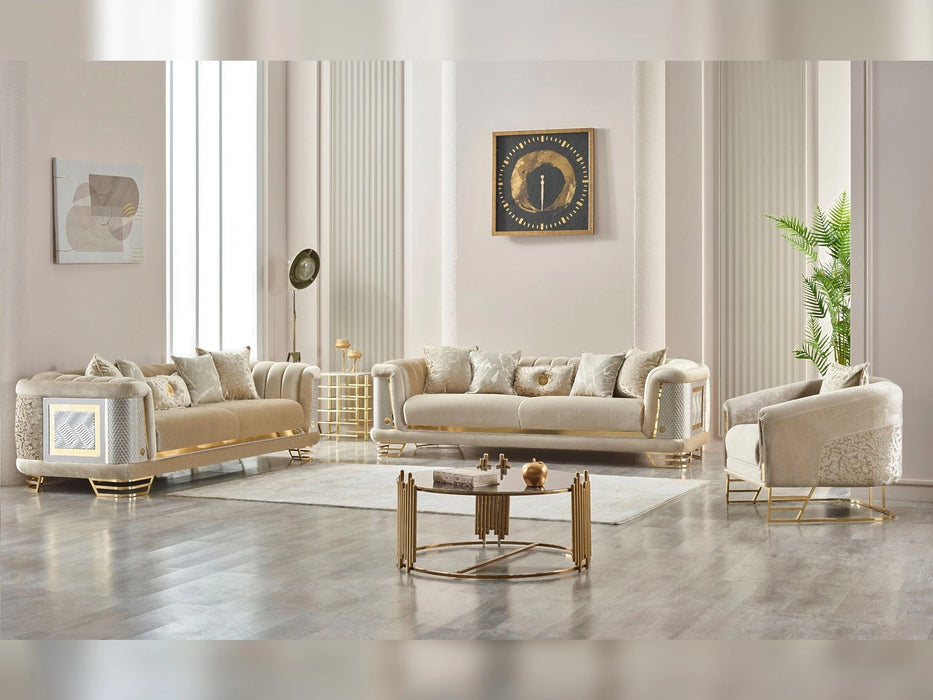 Romans 3-pieces (Sofa & Loveseat & Chair) Livingroom Set Beige