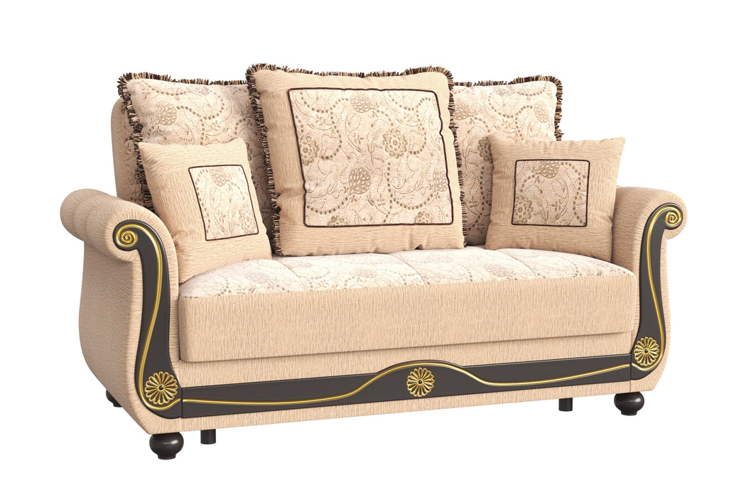 Ottomanson Americana Collection Upholstered Convertible Loveseat with Storage