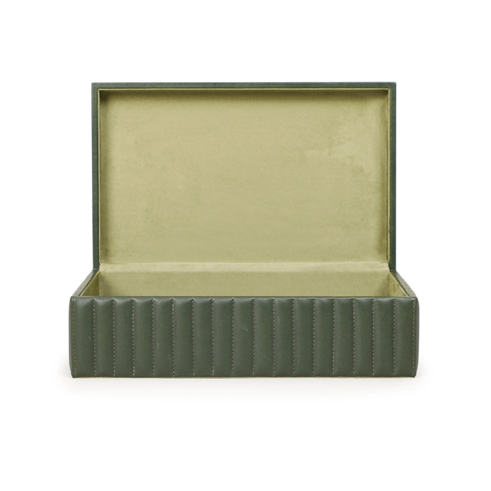 Eton Ribbed Green Vegan Leather Contract-Grade Storage Box