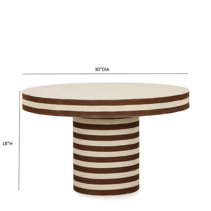 Lyra 30" Natural Striped Cotton Jute Contract-Grade Coffee Table