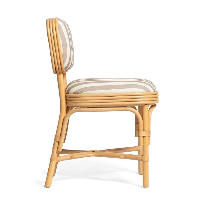 Dorine Striped Performance Linen &amp; Rattan Dining Chair